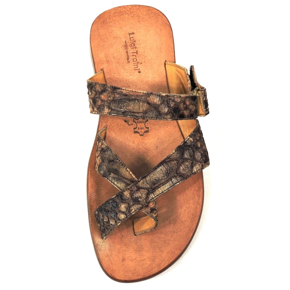 GOODMAN 🇮🇹 MEN'S BROWN REAL SNAKE SKIN FLAT COMFORT SUMMER SANDALS